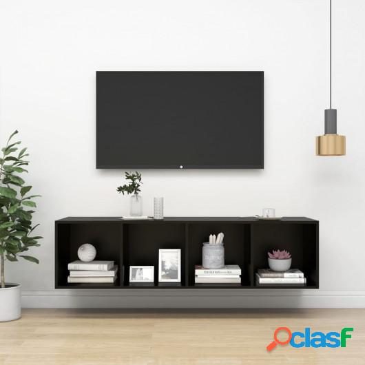 Mueble de pared para TV aglomerado negro 37x37x142,5 cm