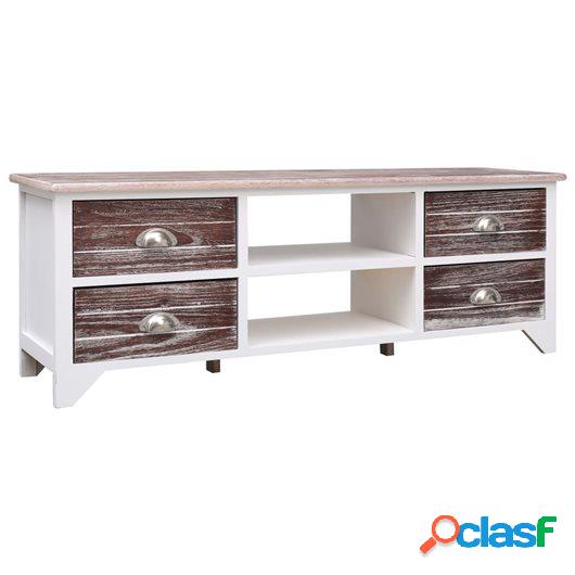Mueble para TV madera Paulownia blanco y marrón 115x30x40
