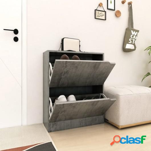 Mueble zapatero 2 puertas aglomerado gris hormigón 59x24x74