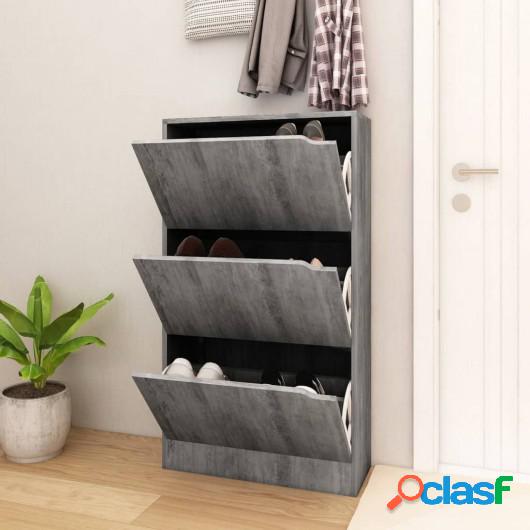 Mueble zapatero 3 puertas aglomerado gris hormigón