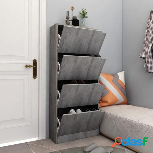 Mueble zapatero 4 puertas aglomerado gris hormigón