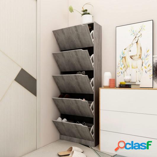 Mueble zapatero 5 puertas aglomerado gris hormigón