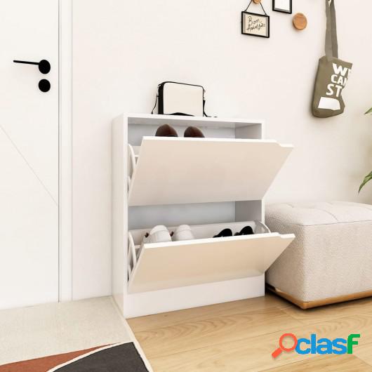 Mueble zapatero con 2 puertas de aglomerado blanco 59x24x74