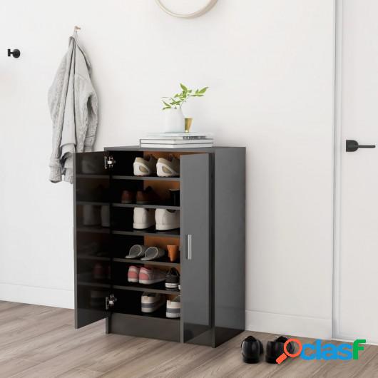 Mueble zapatero de aglomerado gris con brillo 60x35x92 cm