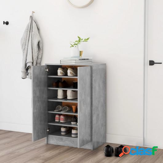 Mueble zapatero de aglomerado gris hormigón 60x35x92 cm