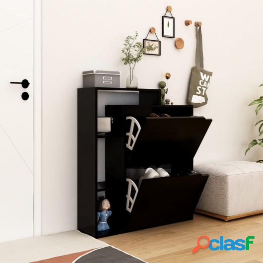 Mueble zapatero de aglomerado negro 79,5x24x90,5 cm