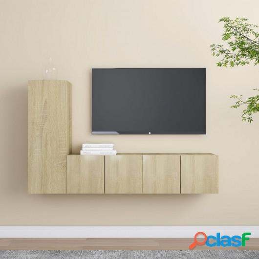 Muebles de pared de TV 3 pzas aglomerado color roble Sonoma