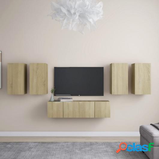 Muebles de pared de TV 6 pzas aglomerado color roble Sonoma