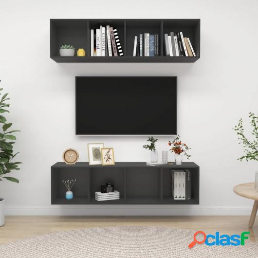 Muebles de pared para TV 2 uds aglomerado gris