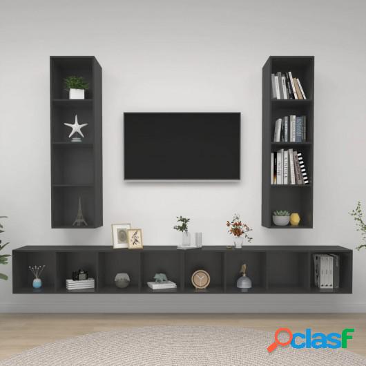 Muebles de pared para TV 4 piezas aglomerado gris