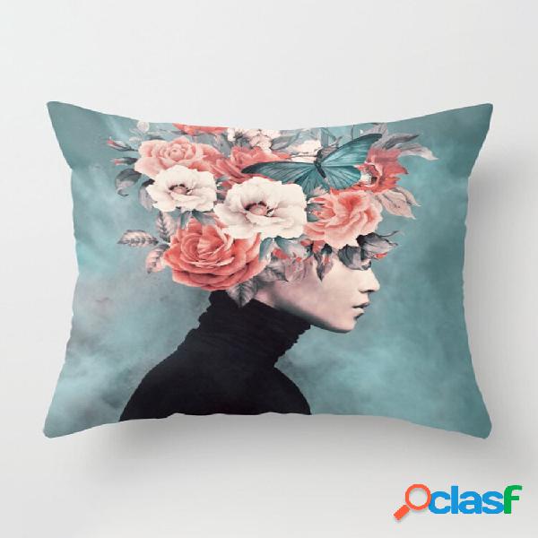 Nueva impresión mujer cabeza de flor Avatar funda de