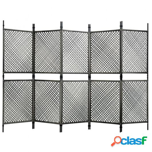 Panel de valla ratán sintético gris antracita 3x2 m