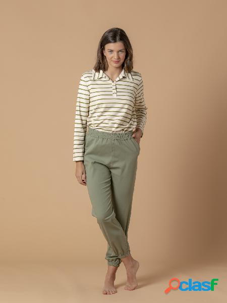 Pantalón young algodón bajo ajustable Caqui