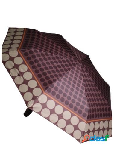 Paraguas De Mujer Plegable Estampado Topo Granate
