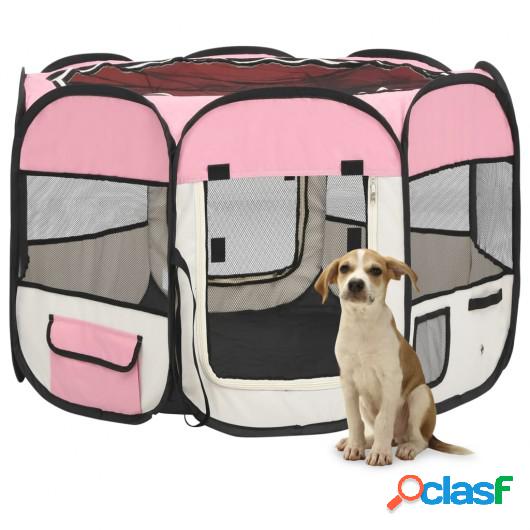 Parque de perros plegable bolsa de transporte rosa 90x90x58