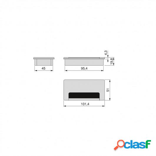 Pasacables Plasquare 2 para mesa, Plástico, Blanco, 5 ud