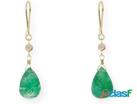 Pendientes JD, JEAN DUPUY con Esmeralda y Diamante (Oro -