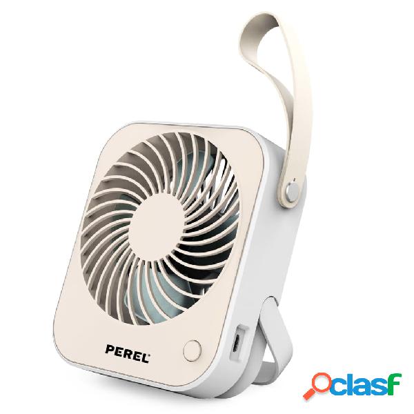 Perel Ventilador USB portátil color crema y blanco