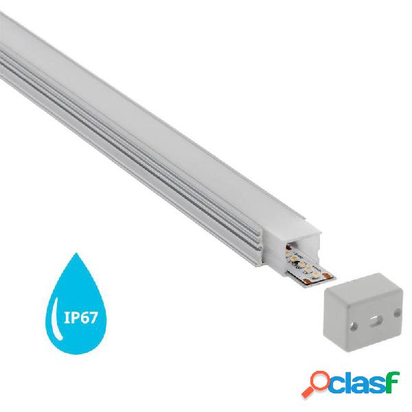 Perfil aluminio kor para tiras led 2 metros ip67