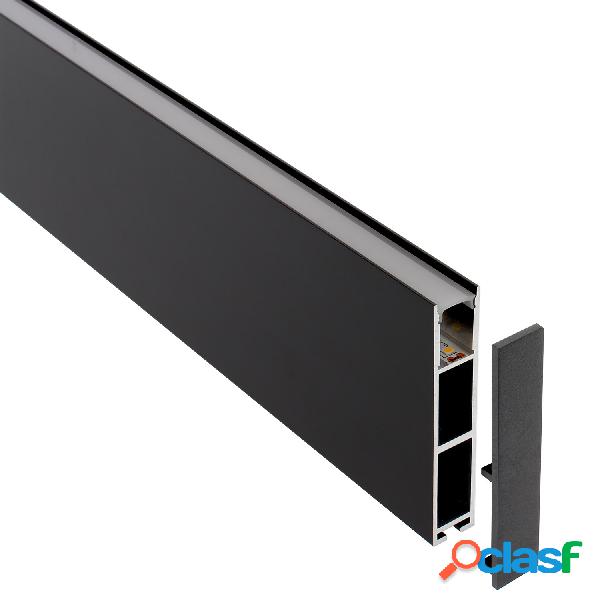 Perfil aluminio phanter s1 para tiras led 1 metro negro