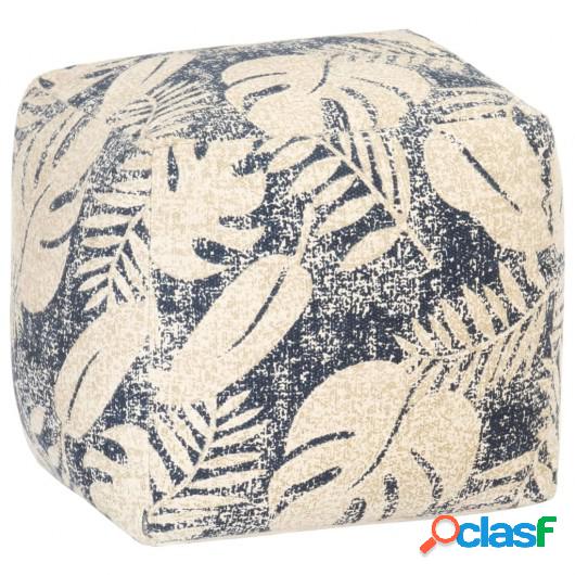 Puf de diseño estampado de algodón beige y negro 45x45x45