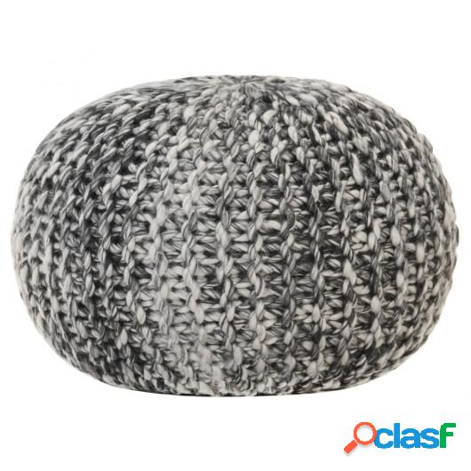 Puf tejido a mano tela con aspecto de lana gris 50x35 cm