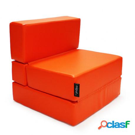 Puff Cama Convertible Y Plegable - Polipiel Naranja