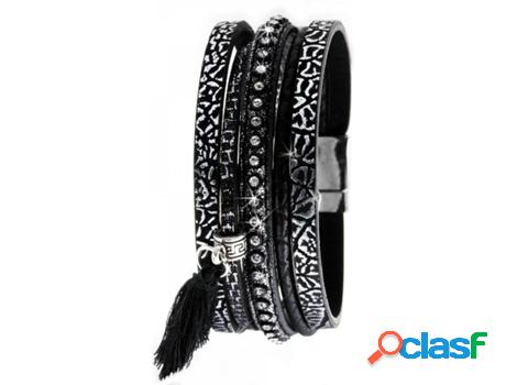 Pulsera SC_CRYSTAL (bañado a rodio - Negro - 200 mm x 23