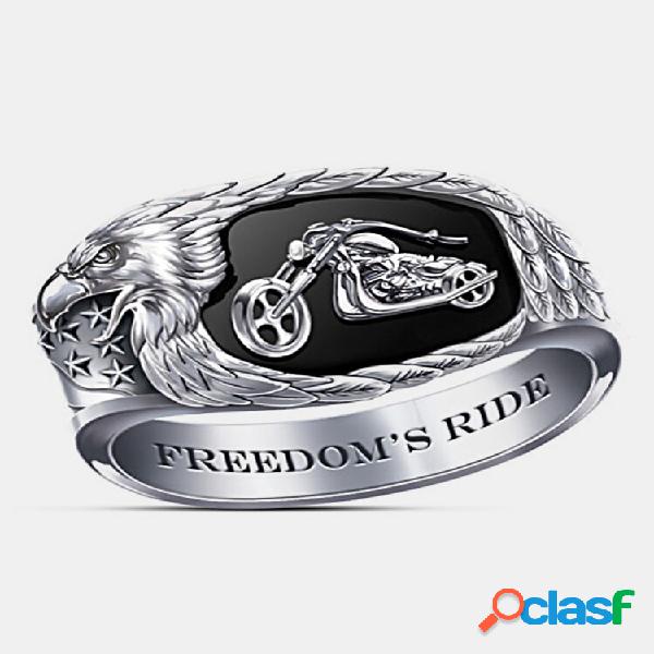 Punk tallado Eagle pico alas estrellas rayas anillo Moto