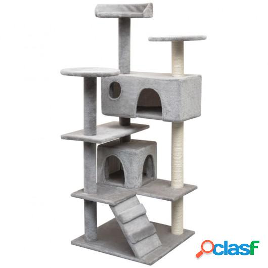 Rascador para gatos con poste rascador de sisal 125 cm gris