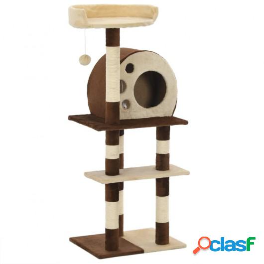 Rascador para gatos con postes de sisal 127 cm beige y
