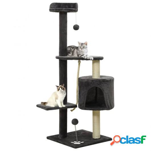 Rascador para gatos con postes de sisal gris oscuro 120 cm