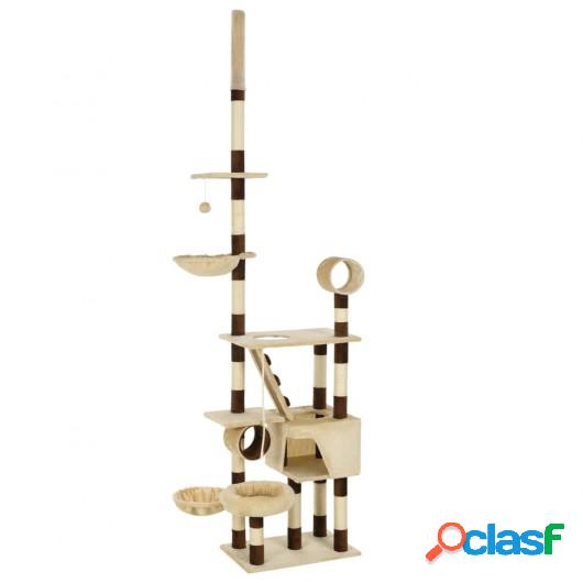 Rascador para gatos con postes sisal 246-280 cm beige y