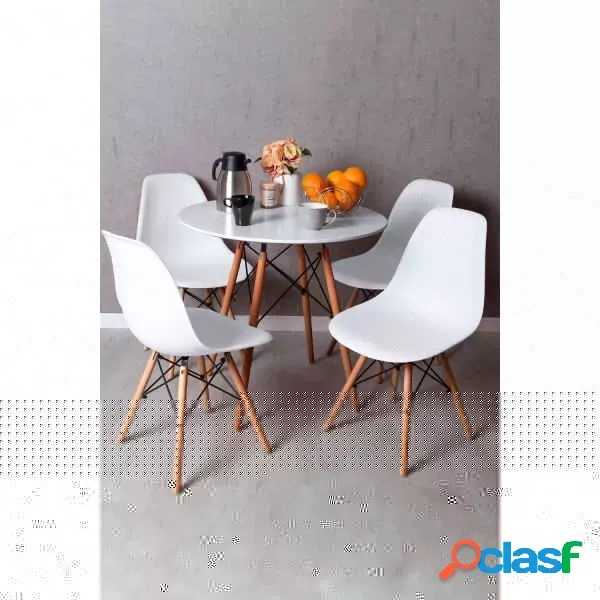 RegalosMiguel - Conjunto Mesa Tower Redonda 80 cm Blanca