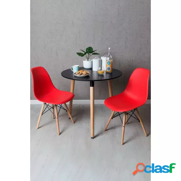 RegalosMiguel - Conjunto Mesa Tower Redonda 80 cm Negra y