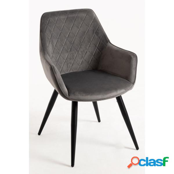 RegalosMiguel - Silla Kres Terciopelo - Gris oscuro