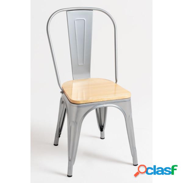 RegalosMiguel - Silla Torix Madera Natural - Gris metalizado