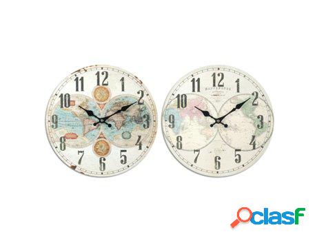 Reloj 34 Cm. Mundo Incluye 2 Unidades Adorno Pared Relojes