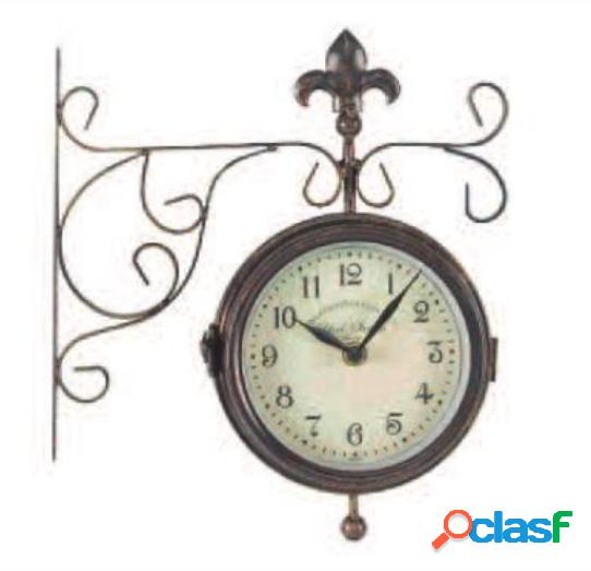 Reloj de doble cara decorativo York Station con termómetro