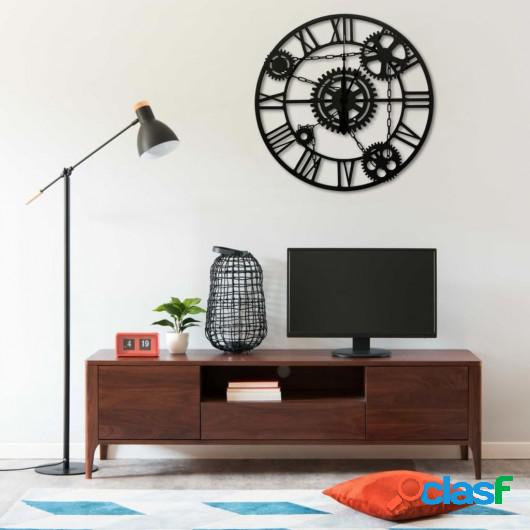 Reloj de pared de metal negro 80 cm