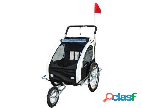 Remolque para Bicicleta HOMCOM 2 Lugares Blanco y Negro