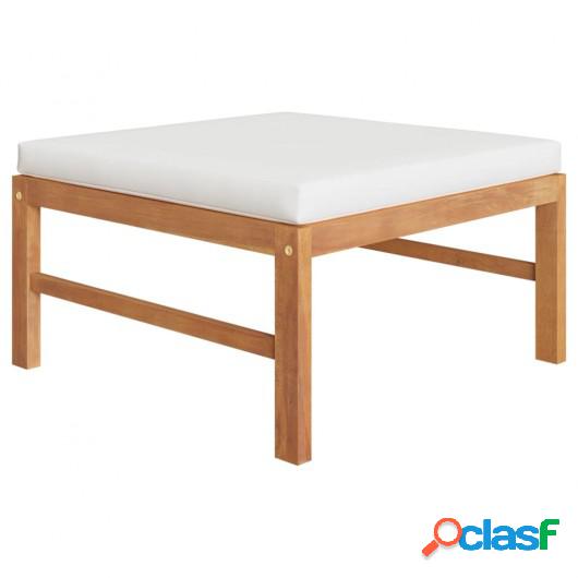 Reposapiés con cojín crema madera maciza de teca