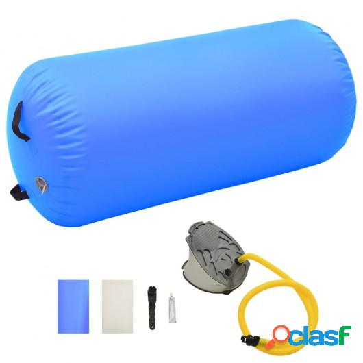 Rollo hinchable de gimnasia con bomba PVC azul 120x90 cm