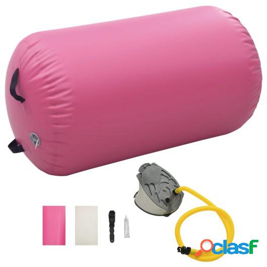 Rollo hinchable de gimnasia con bomba PVC rosa 100x60 cm