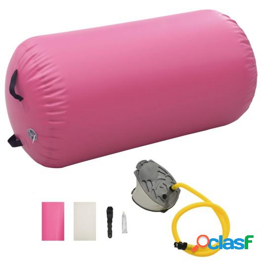 Rollo hinchable de gimnasia con bomba PVC rosa 120x75 cm