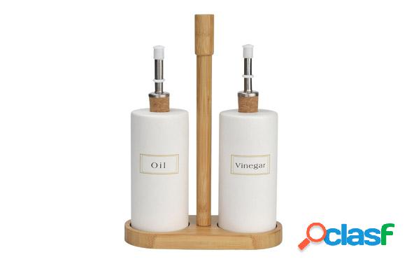 Set Aceitera y Vinagrera de cerámica y Bambú Andrea con