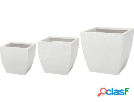 Set de 3 Macetas Oricos (Blanco - Fibra de Arcilla - cm)