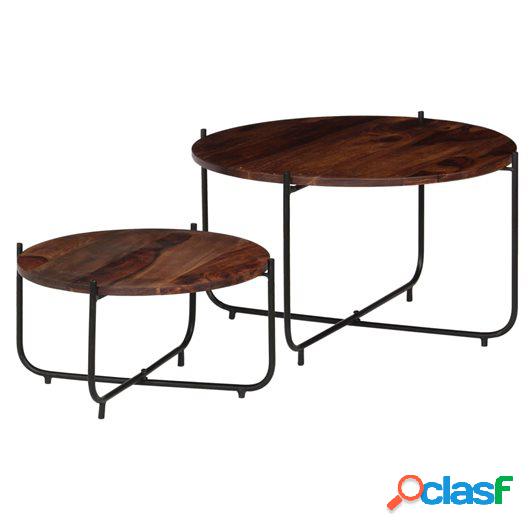 Set de mesas de centro 2 piezas madera maciza sheesham 60x35
