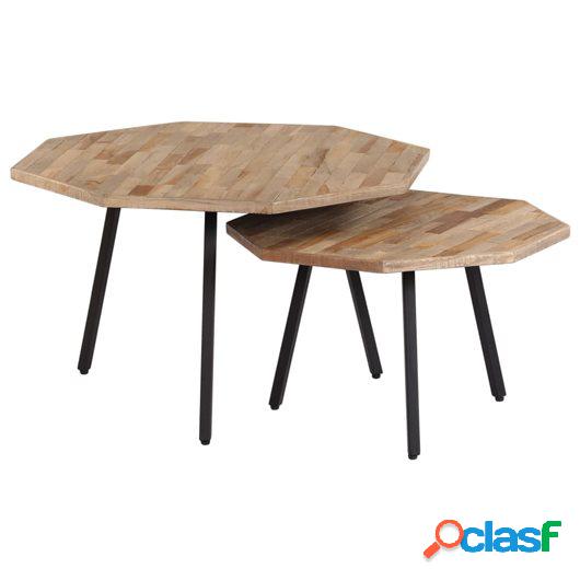 Set de mesas de centro 2 piezas madera teca reciclada