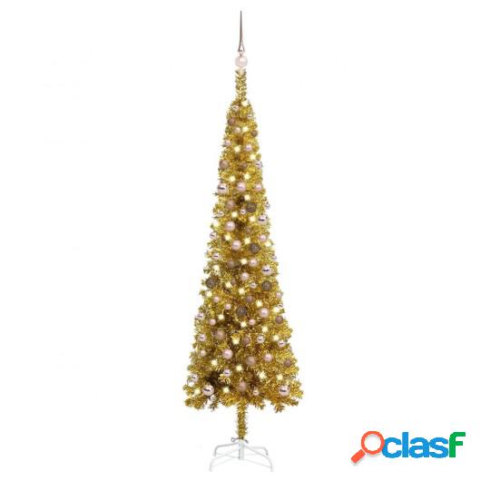 Set de árbol de Navidad estrecho con LED y bola dorado 210